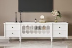 Lifestyle image of the FUFU&GAGA Entertainment Center (color: white) living room setting