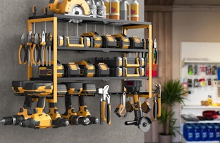 a tool organizers with tools on a wall