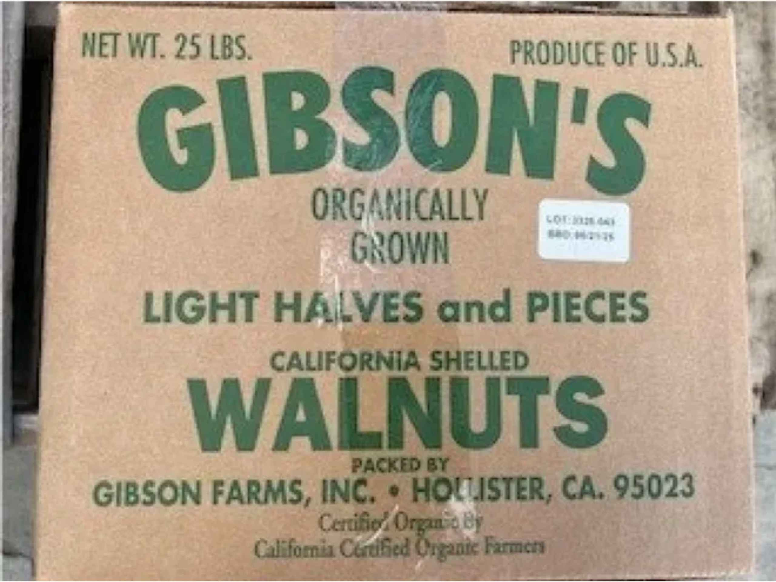 recalls gibson organically grown walnuts