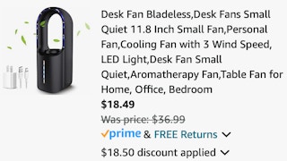 Sismel Desk Fan Bladeless,Desk Fans Small Quiet 11.8 Inch