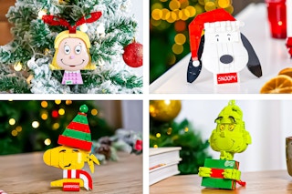 4 lifestyle images of Brickcraft Holiday Kits (Grinch & Peanuts)