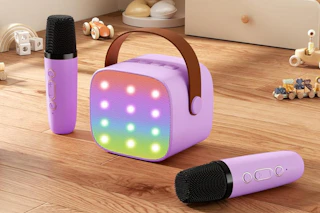 Mini Karaoke Machine with 2 Wireless Microphones