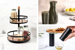 3 lifestyle images of Threshold home good items