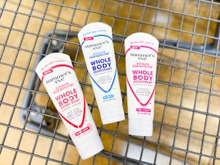 Three Summer's Eve Deodorant products in Walmart shopping cart (Sponsored)