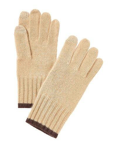 Tipped Rib Cuff Cashmere Gloves