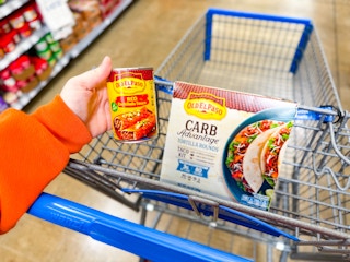In-store photo taken at Walmart of 2 Old El Paso products in shopping cart