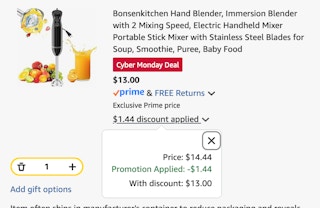 immersion blender Amazon receipt
