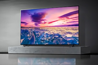 Lifestyle image of the LG 70” 4K UHD webOS Smart TV in a modern home setting