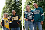 Adiult NFL T-Shirts and Hooded Sweatshirts (2 lifestyle images of an adult couple wearing 2 teams)