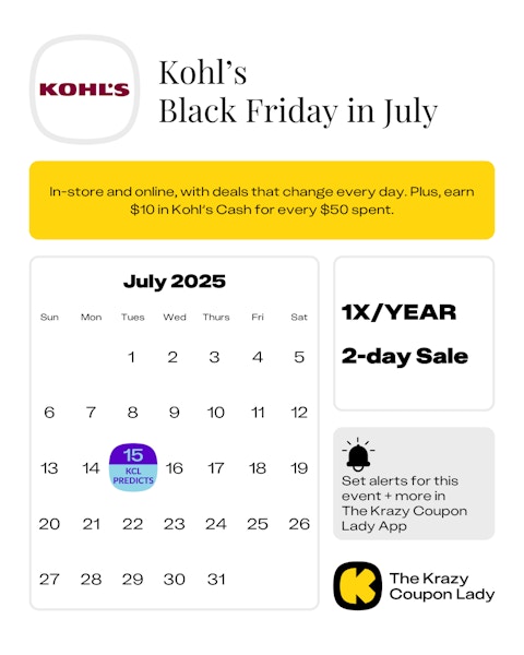 Kohl's Black Friday in July Sale 2025 Date