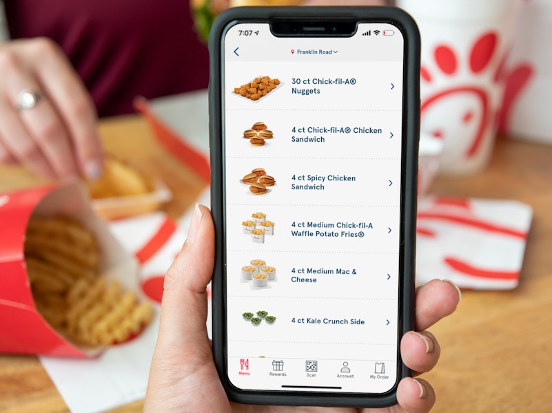 Chick-fil-a family meal menu on the app