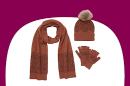 The Pioneer Woman Beanie Scarf & Glove 3-Piece Set in "Cognac"