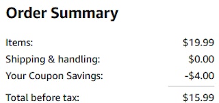 an amazon order summary ending in $15.99