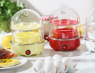 Bella egg cookers near breakfast items.