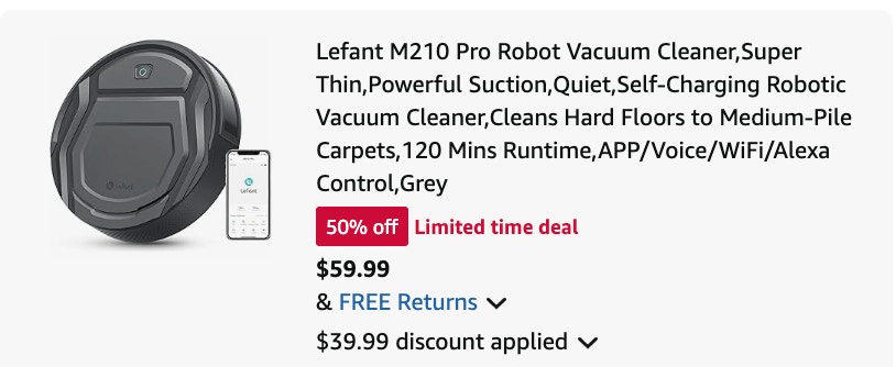 Lefant vacuum Amazon receipt