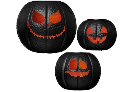Halloween Metal Pumpkin Lantern Set