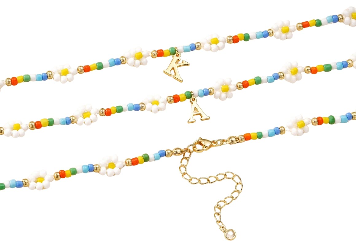 Flower Beaded Initial Choker