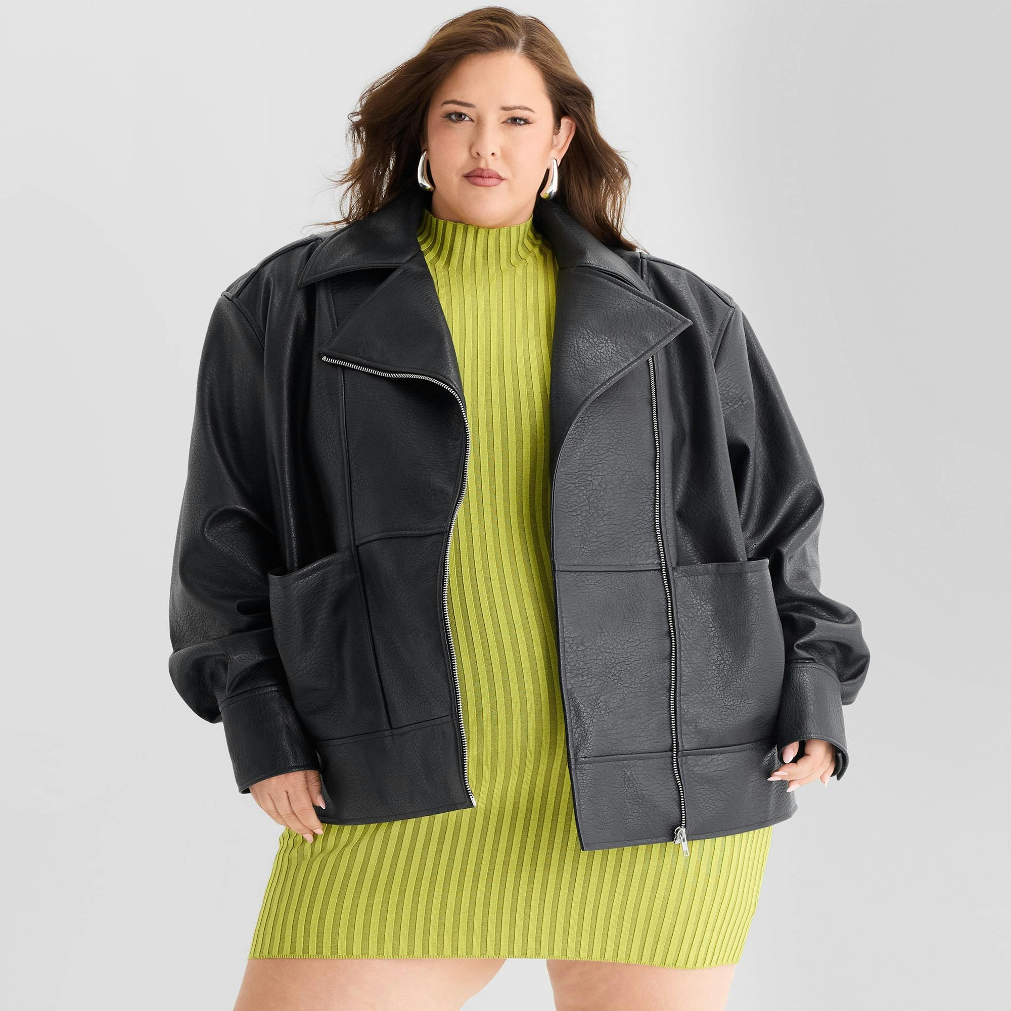 Women's Plus Faux Leather Jacket