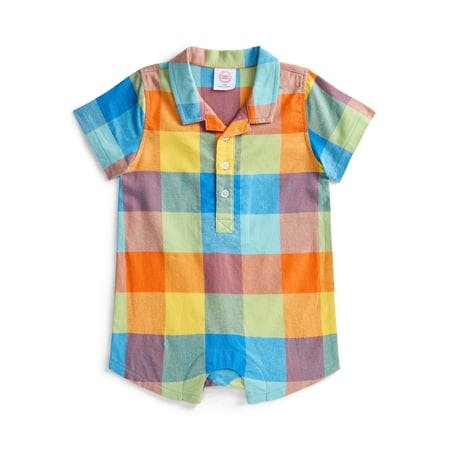 Baby Plaid Collared Romper