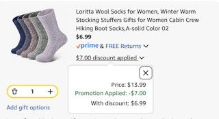 wool socks Amazon receipt