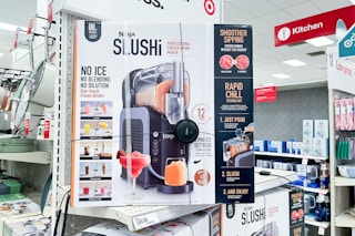 ninja slushi machine sitting on a target shelf