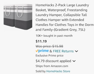 an amazon cart ending in $11.19