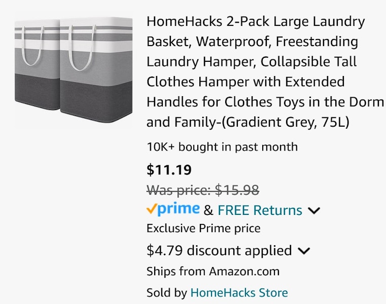 an amazon cart ending in $11.19