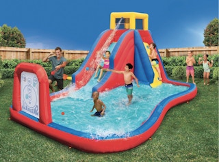 kids playing on water slide