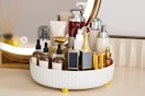 a makeup organizer on a table