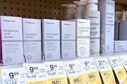 area shot of walgreens dupe skincare products