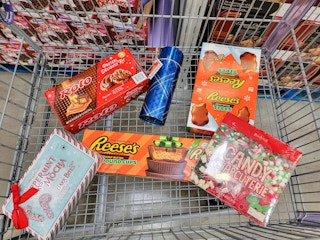 christmas snacks in a cart