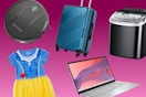 collage featuring products with pink background