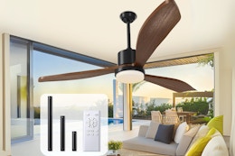 52-Inch Wooden Ceiling Fan, $50 on Amazon (Reg. $100) card image