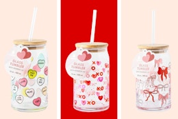 New Valentine's Day Glass Straw Tumblers, Only $4.74 at Target card image