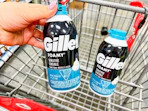 two cans of Gillette Foamy in shopping cart