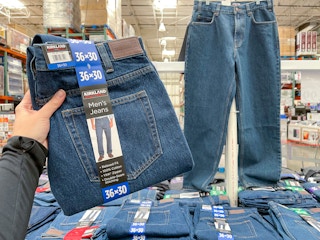 Men's Kirkland signature jeans held in Costco