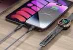 three cords charing Apple devices