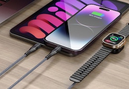 three cords charing Apple devices