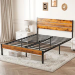 Wooden Headboard and Metal Bed Frame