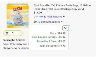 Glad Amazon receipt