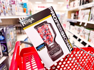 ninja blender sitting on a target cart