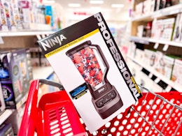 ninja blender sitting on a target cart