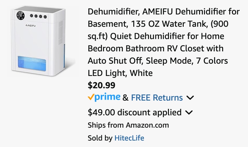 Amazon AMEIFU Dehumidifier 2025 3