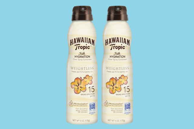 Hawaiian Tropic Sunscreen Spray 2-Pack, as Low as $12.95 on Amazon card image