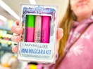person holding the Maybelline mascara minis gift set
