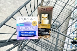loreal moisturizer and eye cream in a cart
