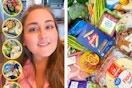 huge haul of food from walmart to make 5 5-person meals for under $75