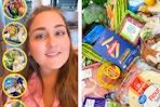 huge haul of food from walmart to make 5 5-person meals for under $75