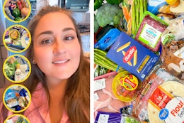 huge haul of food from walmart to make 5 5-person meals for under $75