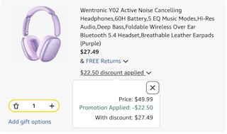 headphones Amazon receipt